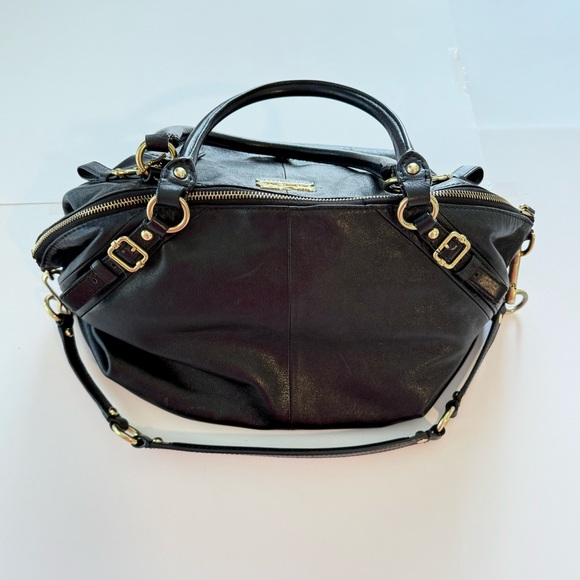 COACH | Coach Madison Sophia Black Leather Satchel Shoulder Bag w/ Red Lining - Picture 7 of 16